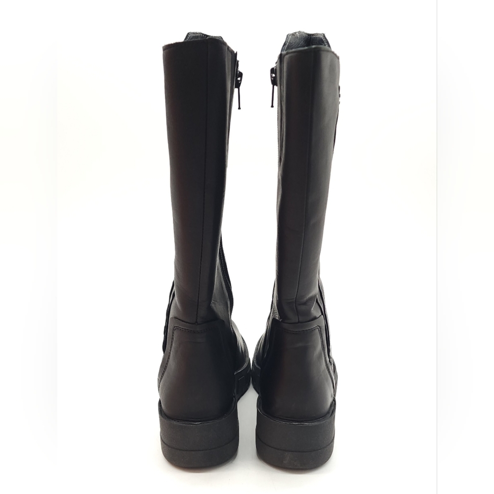 Miz Mooz Lear Black Leather Zip Up Mid Calf Boots - Picture 6 of 10